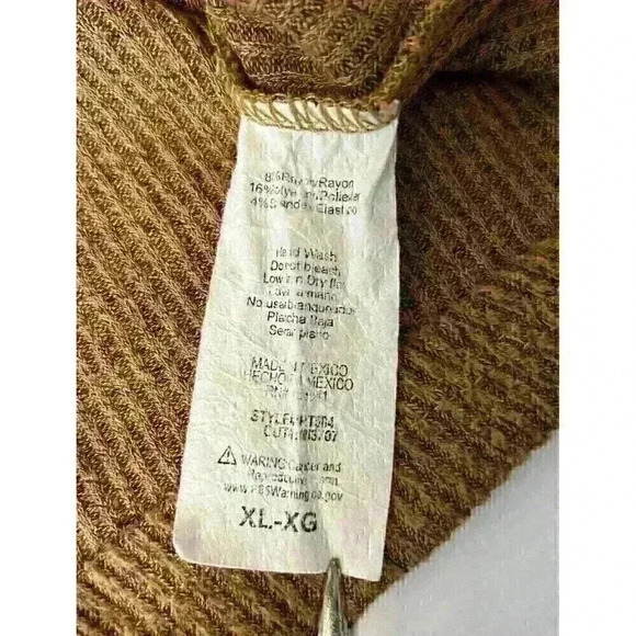 Misia Women's XL Brown V-Hem 3/4 Sleeve Rayon Blend Top Shirt w/ Button Accents - Picture 8 of 12